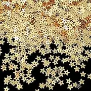 6mm/0.24" Gold Star Sequins Art Craft Glitter Mini Stars Sew On Sequins Hollow Star Embroidery Sequin Star Confetti Star Table Metallic Foil Stars Sequin with Holes for Sewing Jewelry Home Decoration