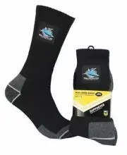 130060 CRONULLA SHARKS NRL 2 PACK MENS WORK SOCKS TRADESMENS TRADIE 7-11