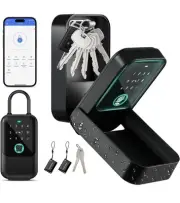 Moquin Smart Lock Box for House Keys, Fingerprint Lockbox Bluetooth Key Box