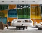 3D Geometry Grid Color Self-adhesive Removeable Wallpaper Wall Mural
