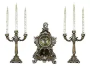 (D) Set of 3 pc Original Baroque Candle Holders 12x8 inch and Clock 14x8 inches