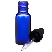 Cobalt Blue Glass Dropper Bottle Boston Round w/Child-Proof Glass Dropper 2oz