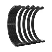 Flexible Nylon Sleeved Power Extension Cords 24Pin 8Pin PCIE Black 35CM 5PCS