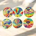 Set Of 6 Hand Crafted Hot Air Balloon Coasters w/holder