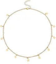 [yaozeio] Gold Star Choker Necklace for Women Stars Necklace for Women Christmas Birthday Gifts for Daughter Granddaughter Niece Beach Five Star Chain Necklace