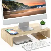 FITUEYES Desk Rack Wooden Width 425mm Tabletop Storage Stand PC Monitor Lap 22