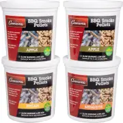 Smoking Wood BBQ Pellets (Apple, Cherry, Hickory, Mesquite)- 4 Pack of Pints Val