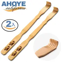 在飛比找momo購物網優惠-【AHOYE】木製舒適抓頭不求人 帶滾輪-兩入組(抓癢棒 抓