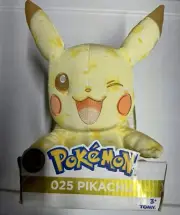 Pokemon Winking Pikachu Tomy 20th Anniversary Ltd Edition 10" Plush 025 NIB