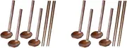 Binxind 8 Pieces Japanese Long Handle Large Spoon Ramen Spoon Wooden Hot Pot Spoon Tortoise Shell Spoon Wood Rice Soup Dessert