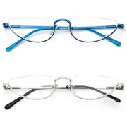 Half Reading Glasses for Men Women,Half Moon Metal Frame Lens Spring Hinge Re...