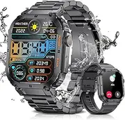 [LIGE] Smart Watch for Men Answer/Make Calls,400 mAh Outdoor Smart Watches with 100+ Sports Modes, 2 Straps,1.96 Newest Men Smartwatch for iOS Android Black