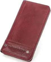 [HSHTTKL] Cowhide Wallet RFID Blocking Coin Purses Long Large Capacity Card Holder Vintage Casual Coins Pocket for Men