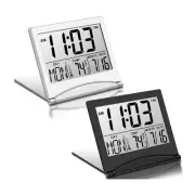 2 Pcs Digital Travel Alarm Clock Foldable LCD Clock with Calendar1501