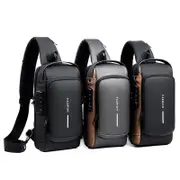 Anti Theft Stylish Locking Usb Crossbody Sling Bag Men Bags