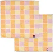 Nishio IBT-508-07-2P Women's Hand Towel, Certified Hand Towel, Set of 2, Made in Japan, 100% Cotton, 9.8 inches (25 cm), Double-Sided Pile, Water Absorbent, Checkered Pattern, Women's Imabari Towel