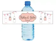 100 Hanging Mason Jars Wedding Water Bottle labels Engagement Party Birthday