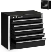 Mini Black Tool Box, Portable 5-Drawer Micro Roll Cab Steel Stackable Tool Box w