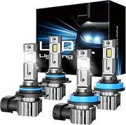 rimthin H11 9005 Bulbs Combo, Automotive Parts & Accessories 60,000LM, 1:1 Halogen Mini Size, 6000K White H9/H8/HB3 Fog Bulbs with Fan, Plug and Play, Pack of 4
