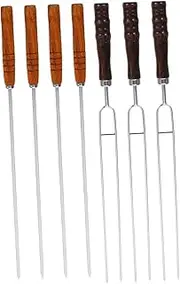 1Set Stainless Steel BBQ Skewers Durable and Resistant Kabob Skewers with Comfortable Handle for Grilling Meat Vegetables and More
