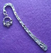 Tibetan/Antique Silver Patterned Bookmark with a Claddagh Charm ~ Gift Wrapped