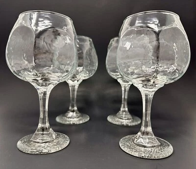 4 Vintage Libbey Chivalry Clear All Purpose Wine 6 3/4” Textured Faceted Glasses