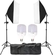 Abeststudio Softbox Lighting Kit, 20"x28"/50x70cm Soft Box Continuous Lighting Kit E27 Socket Bulbs Professional Photography Continuous Light Studio Equipment for Portrait Product Fashion Shooting