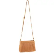 Pierre Cardin Leather Pleated Design Crossbody Bag - Apricot