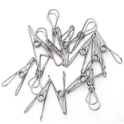 20*Metal Wire Clips Clamps Stainless Steel Washing Line Clothes Pegs Hang Pins j