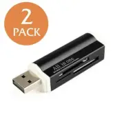 2XUSB 2.0 All in One Memory Card Reader For : MICRO-SD SD TF SDHC M2 MMC - BLACK