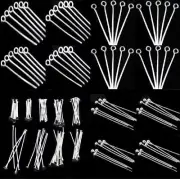 50x Silver Plated Ball/Eye/Flat Head Pins Beads Pins Earring Wire DIY 16-70mm