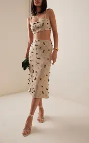 [Christopher Esber] Embla Beaded Woven Midi Skirt