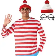 Where's Wally Cosplay Costume Outfits Storybook Characters Casual Movie Cosplay for Men's Adults' Halloween Carnival World Book Day Performance Educational Dre