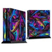 PS$ Playstation console skins decals wrap - Neon Color Swirl Glass