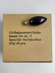 25 Pack - C9 - 7W - Blue Incandescent Lamp Bulb
