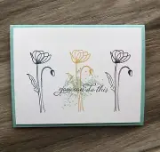 Encourage Card Set Of 4 Stampin Up “You Can Do This” Painted Poppies