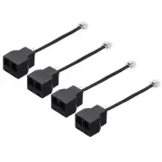 4 Pack Phone Jack Splitter, RJ11 6P4C Telephone Line 2 Way Splitter 0.5ft Black