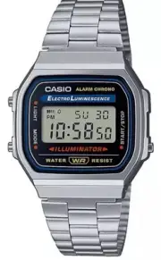 Casio Vintage A168 A168WA-1 38.6mm Women Men Silver Band Square Digital Watch