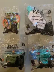 2018 NIB Sealed Peter Rabbit The Movie McDonald's Set of 4 toys # 1, 2, 3 & 5