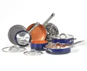 Copper Chef QuickCook 16Piece Pan Set with CeramiTech Navy/Copper