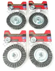 4 MIBRO 4" KNOTTED STRINGER BEAD WIRE WHEELS ANGLE GRINDER 5/8"-11 THREAD 678301