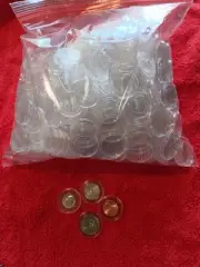 Lot quarter dimes nickles + plastic coin collector capsules 400+ & other items