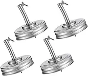 iplusmile 4pcs Jar Pitcher Lid Oil Nozzle Seasoning Tank Stainless Steel Wide Mouth Jar Lid Spout Leak Proof Seal