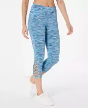 Ideology Womens Space-dyed Crisscross Leggings Coastal Aqua M