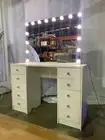 WHITE MAKE-UP DRESSER TABLE WITH TILT ADJUSTABLE LED MIRROR WITH DRAWER KLDS07 5