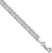 [JewelryWeb] 925 Sterling Silver 4.75mm Hammered Curb Chain Bracelet Link-Bracelet for Women and Men
