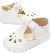 [HOMOBABE] Girl Hollow Sandals Lightweight Skid Resistant Prewalker Shoes for Spring Summer for Months Little Sandals White