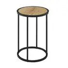Maestro Furniture Chevron Round Wood Top Metal Frame End Lamp Side Table - Black