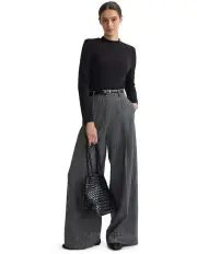 [Oxford] Allison Long Sleeve Knit Top in Black