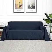 MYSKY HOME Sofa Covers, Sofa Slipcovers, Couch Covers for 2 Cushion Couch, Sofa Throw Cover for Living Room, Sectional Sofa Couch Covers for Dogs, Sofa Protector(X-Large: 71" x 118", Navy Blue)